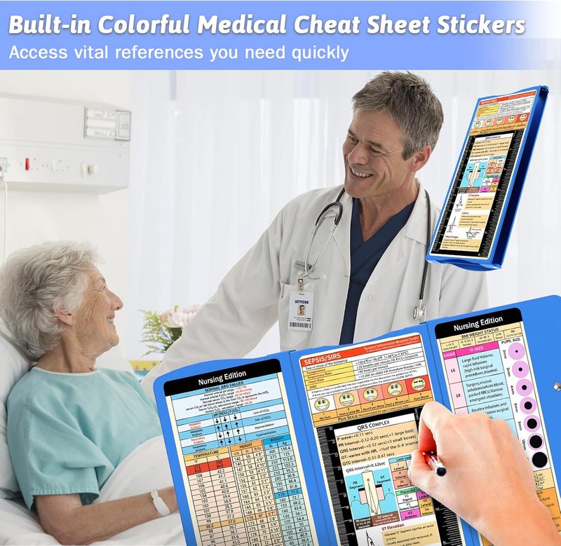 Trustnice Nursing Clipboard Foldable Clipboard Medical: Edition Cheat Sheets Aluminum 3 Layers Foldable Clipboards Nursing Pocket Size Profile Clip Nurse Clipboards Notepad for Nurses Students and Doctors - Image 3